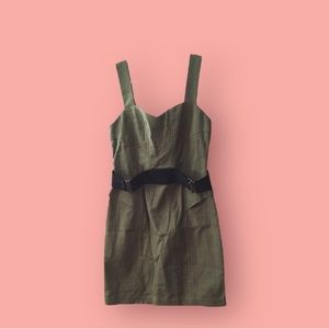 New BCBGeneration Utility army green sleeveless belted  dress